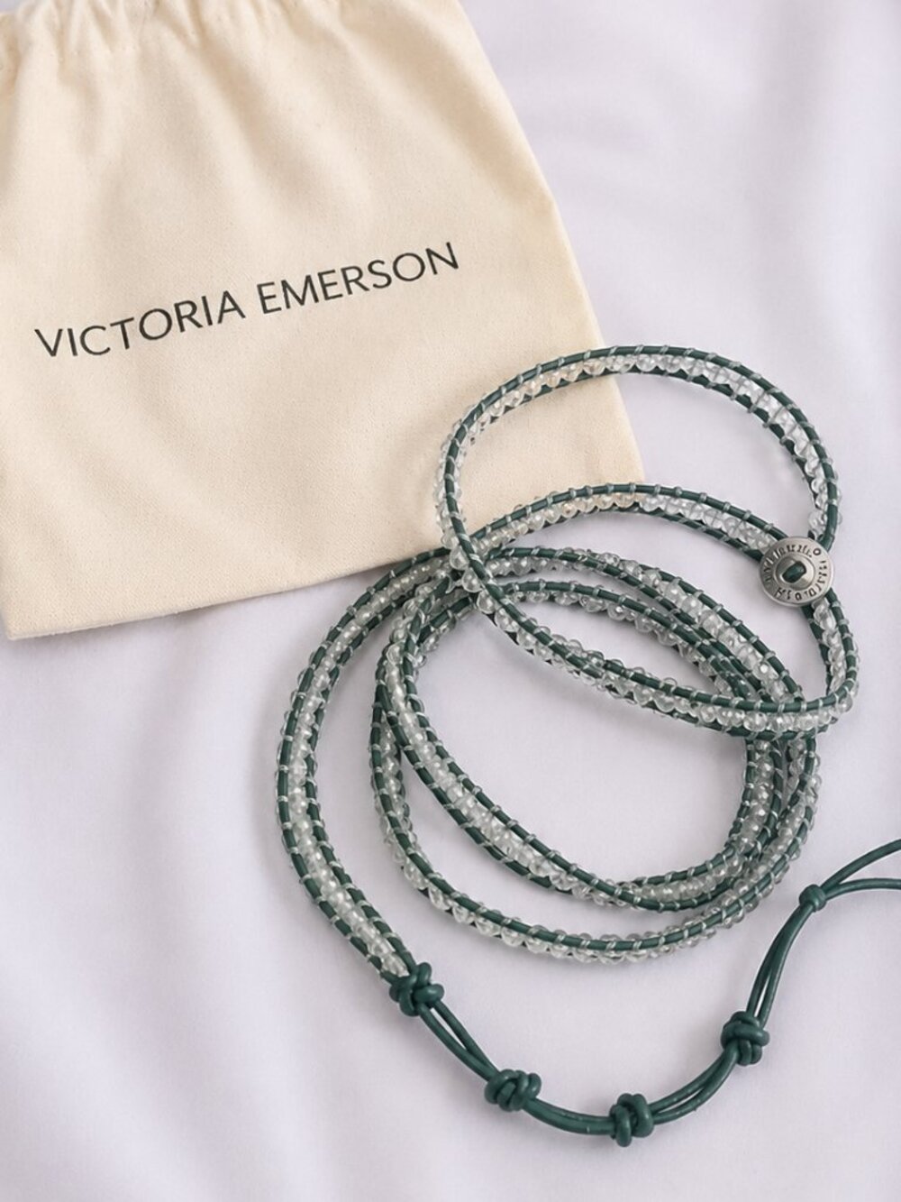 Victoria Emerson Crystal Wrap Bracelet Black Leather 5 Wrap New Jewelry